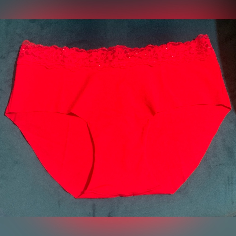 BNWT Victoria's Secret Red Lace Trim Panties with sparkles